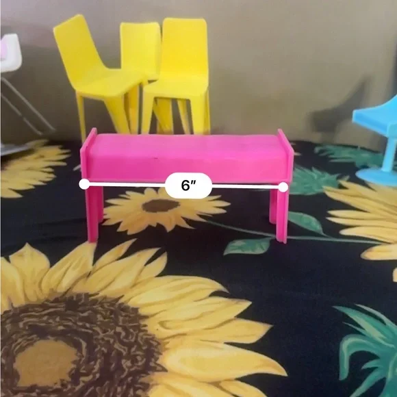 🎄 3/$15 Barbie Colorful Furniture Set with Yellow, Blue, and Pink - Picture 6 of 16